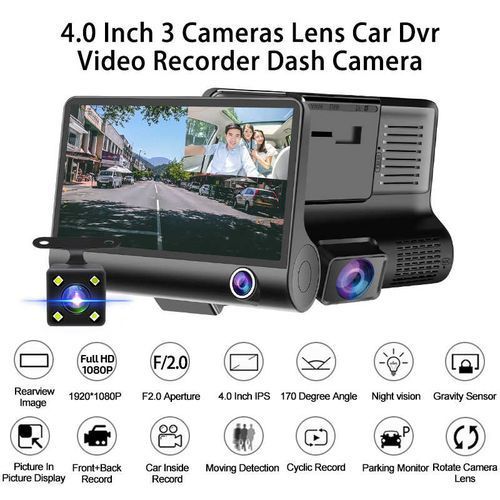 VIDEO Car DVR Dvr 4.0" DVR Voiture 3 Caméra 1080P FHD Enregistreur Vidéo Car