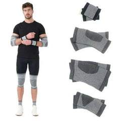 مجموعة معدات الحماية الرياضية، واقيات الذراع، واقيات المعصم، واقيات الركبة Ensemble de protections pour le fitness, protège-bras, protège-poignets, genouillères et protège-chevilles, ensemble de supports pour le corps