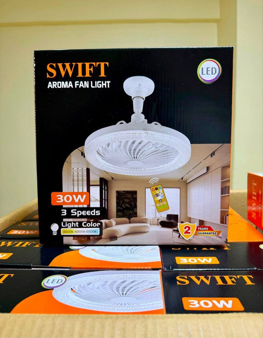 مروحة سقف LED للإضاءة الداخلية Ventilateur de plafond avec lumière intégrée et télécommande, 30W, ventilateur silencieux
