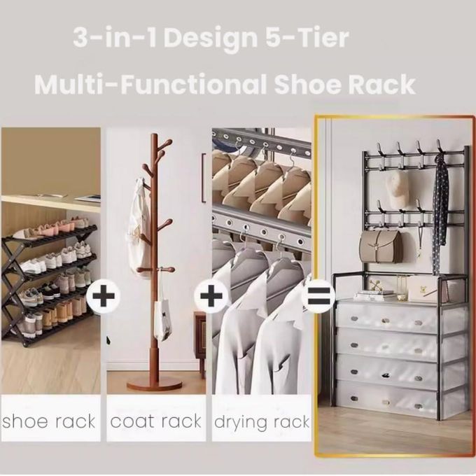 رفو ف متعددة الوظائف للقبعات والأحذية مع غطاء Porte-chapeaux et chaussures multifonctionnel avec housse