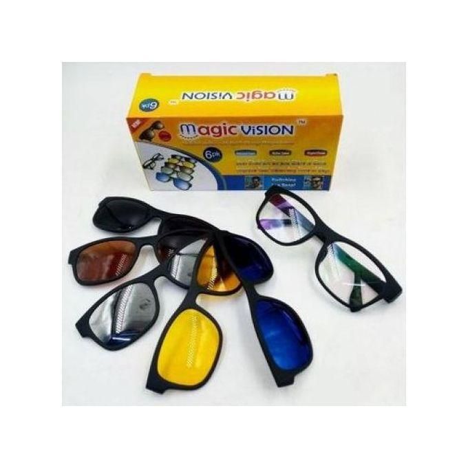نظارات ماجيك فيجن مغناطيسية 6 في 1 للشمس والليل والقيادة Magic Vision Lunettes Magnétiques 6 en 1 pour Soleil, Nuit et Conduite