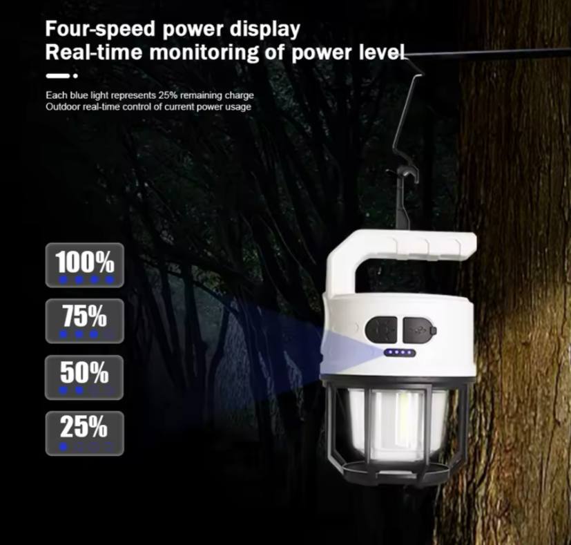 مصباح يدوي للتخييم يعمل بالطاقة الشمسية Lampe torche de camping solaire avec chargeur d'urgence rechargeable USB-C pour téléphones portables