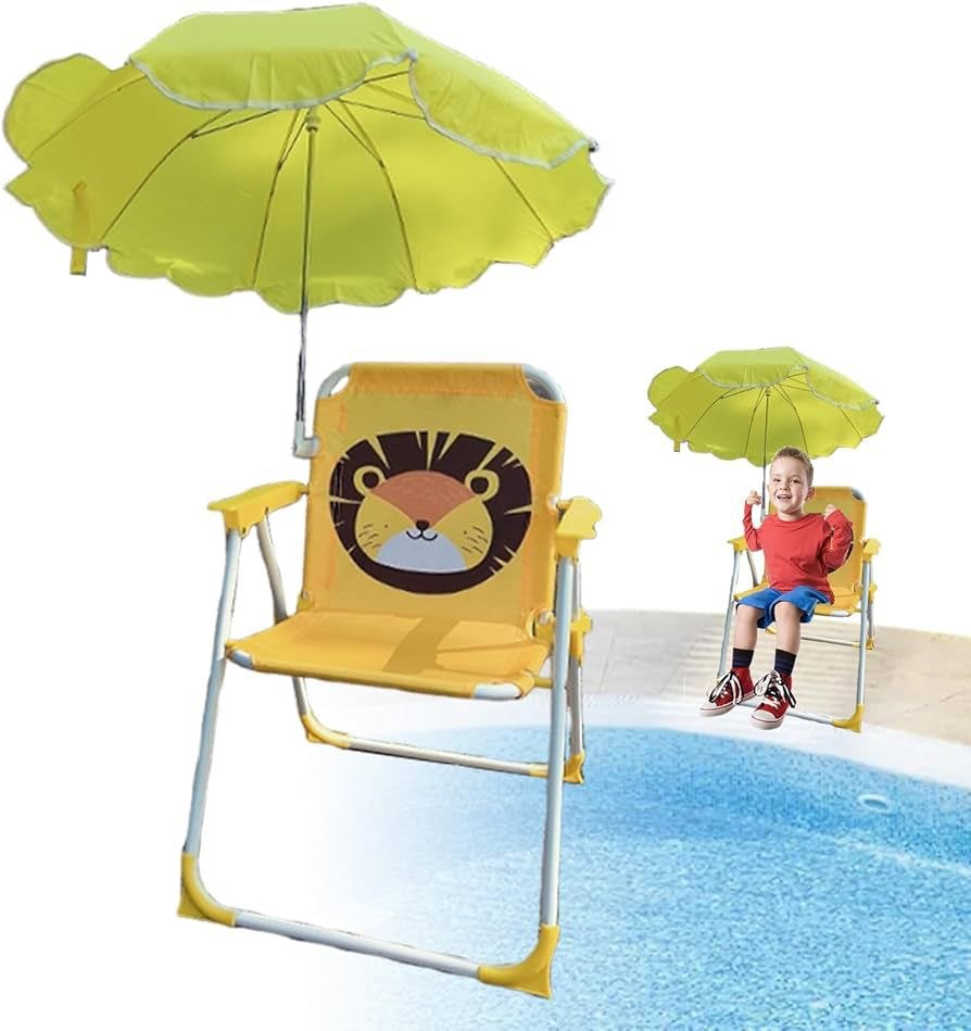 Chaise de plage pliante jaune pour enfant كرسي شاطئ أصفر قابل للطي للأطفال