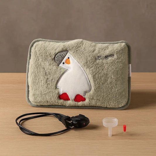 قربة ماء ساخن كهربائية قابلة للشحن مع غطاء من الفرو الناعم Bouillotte électrique rechargeable avec housse en fourrure douce