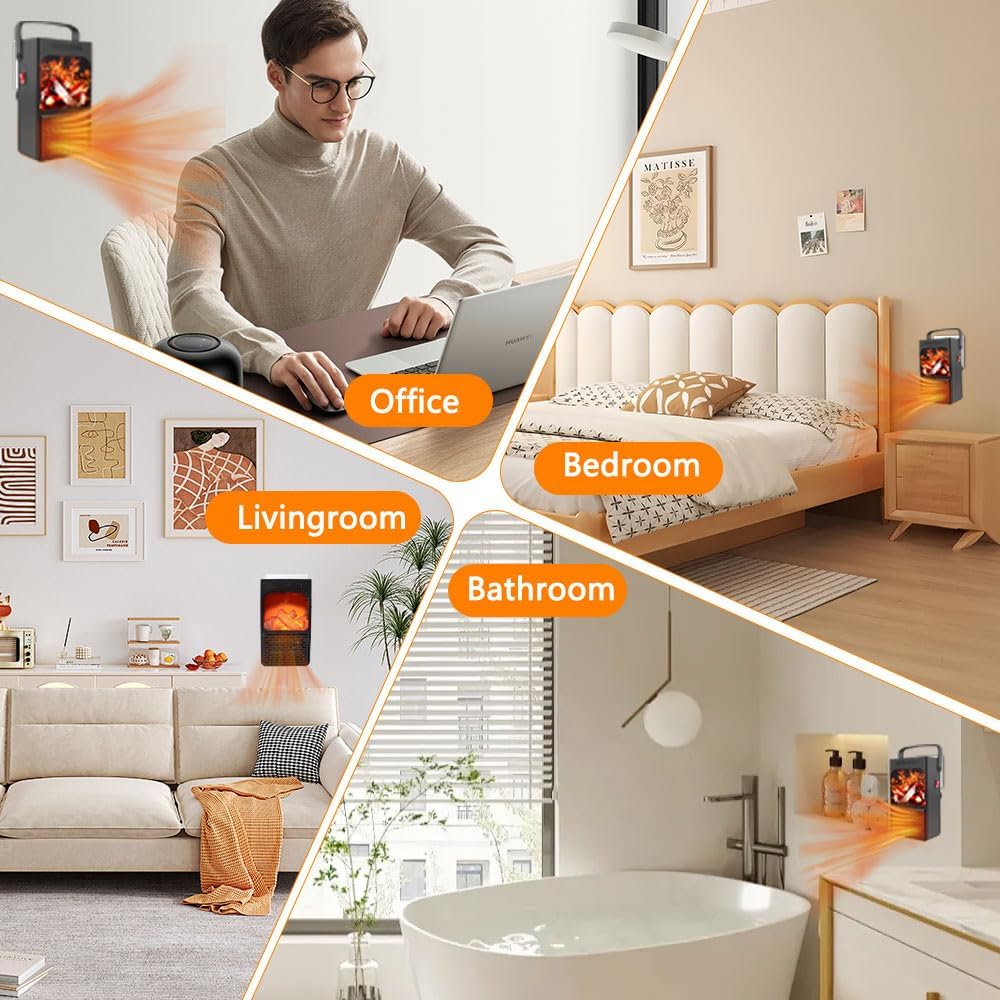 سخان جداري محمول بتصميم لهب Chauffage mural portable avec motif flamme