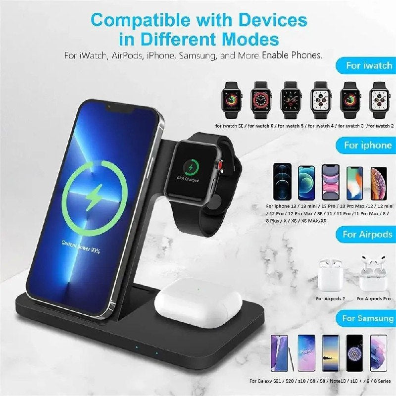 3in1 Foldable wireless Charger شاحن لاسلكي قابل للطي 3 في 1