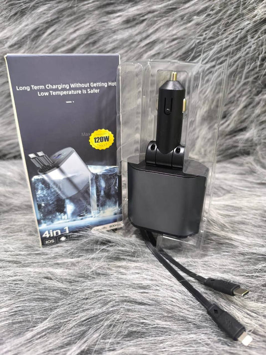 Chargeur rétractable 120W types C et iphone
