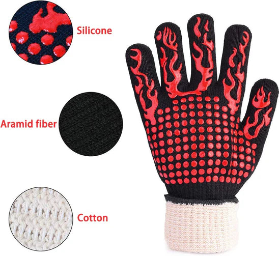 Gant Cuisine 1 Paire, Maniques Cuisine Anti-dérapant زوج من قفازات الفرن، قفازات مطبخ غير قابلة للانزلاق، قفازات فرن مقاومة للحرارة