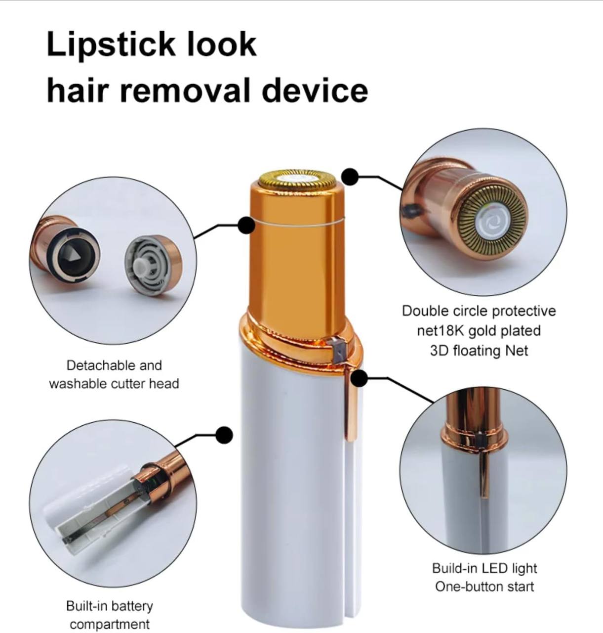 أداة إزالة شعر بدون ألم للنساء، جهاز إزالة الشعر للشفاه العلوية والذقن والحواجب والرقبة والساق