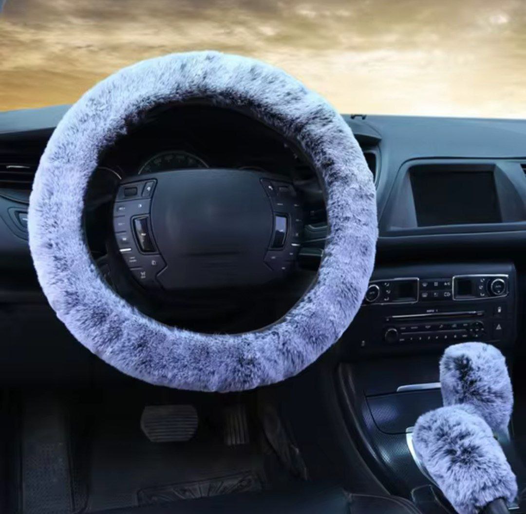 مجموعة من 6 قطع من أغطية عجلة القيادة النسائية من الفرو Ensemble de housses de volant moelleuses pour femmes