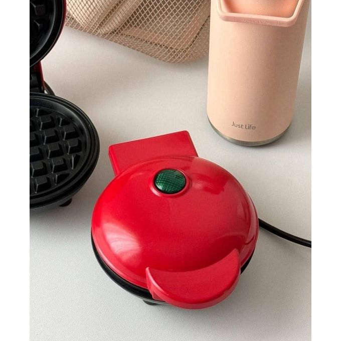 Mini gaufrier électrique rouge compact صانعة الوافل الكهربائية الصغيرة الحمراء المدمجة