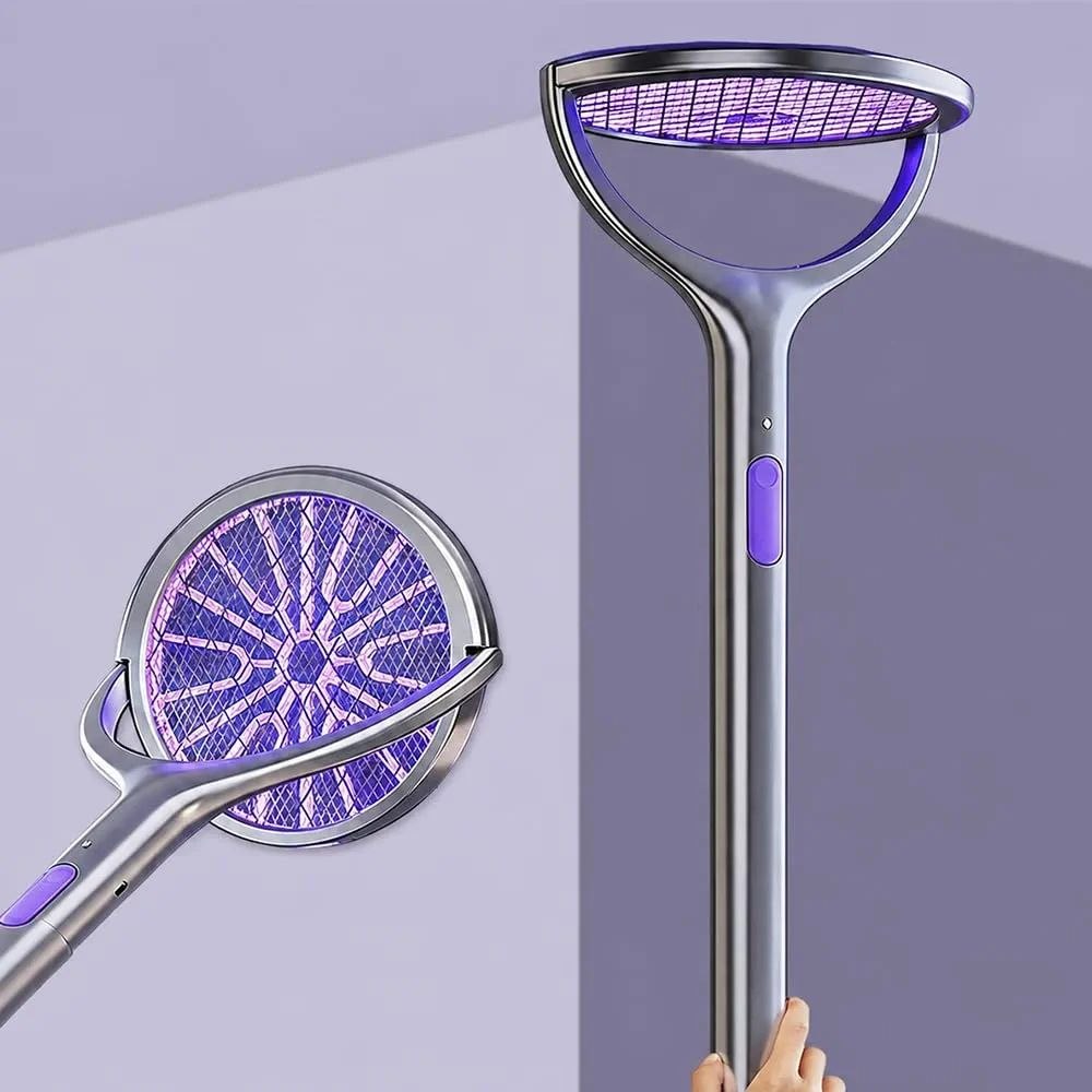 Raquette Électrique Moustiques Rétractable Tête Rotative مضرب كهربائي للبعوض رأس قابل للسحب والدوران، قابل للطي والتمديد، قابل لإعادة الشحن