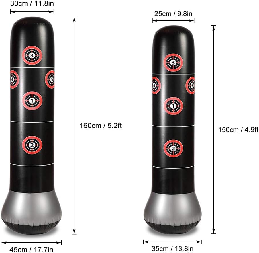 Sac de frappe gonflable de 150 cm حقيبة ملاكمة رياضية، حقيبة برج ملاكمة قابلة للنفخ
