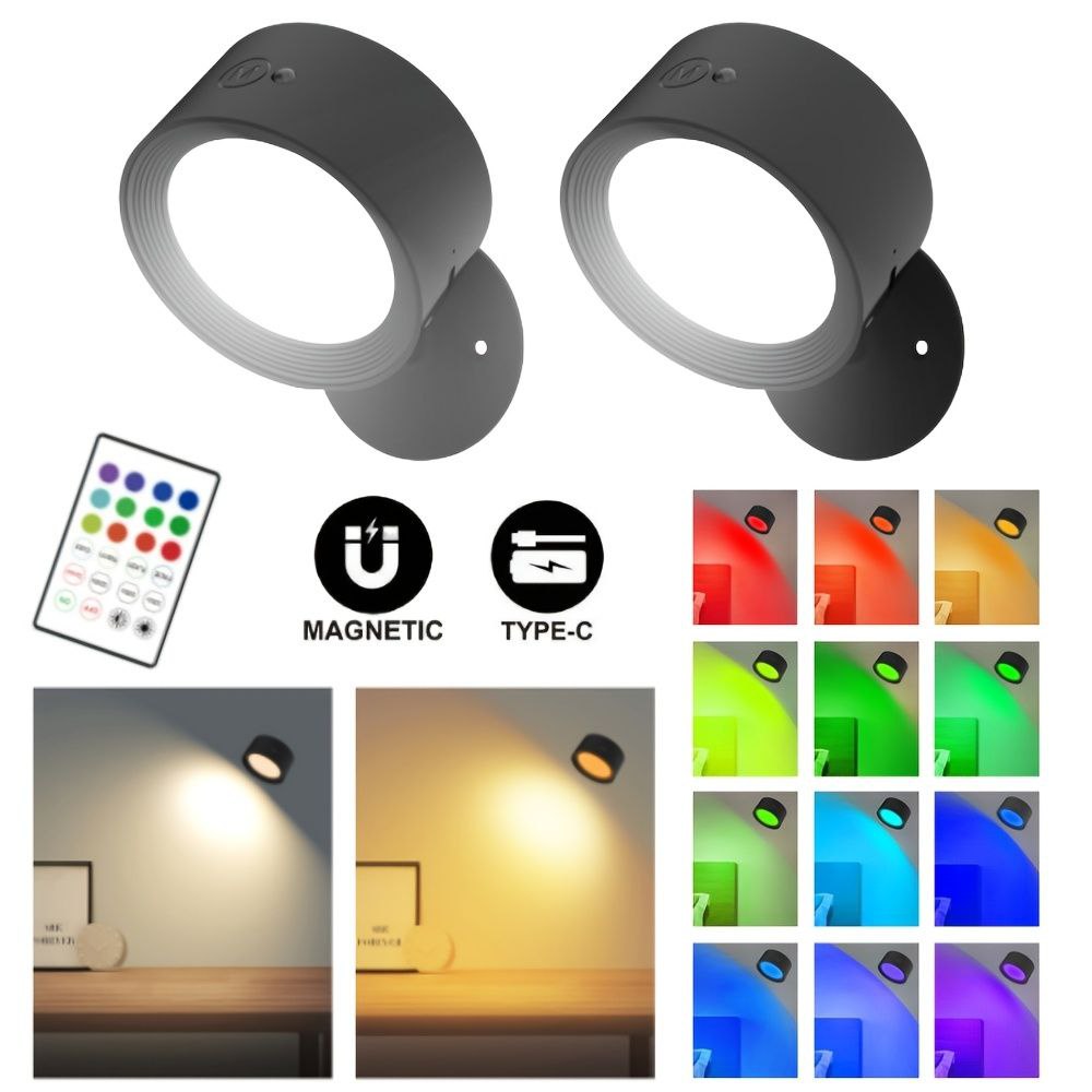 مصباح جداري LED RGB مزود ببطارية قابلة للشحن ومنفذ USB Applique murale LED RGB avec batterie rechargeable