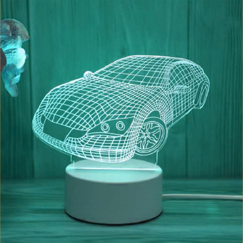 مصباح LED ذكي على شكل سيارة أكريليك ثلاثي الأبعاد مبتكر Lampe créative 3D en acrylique