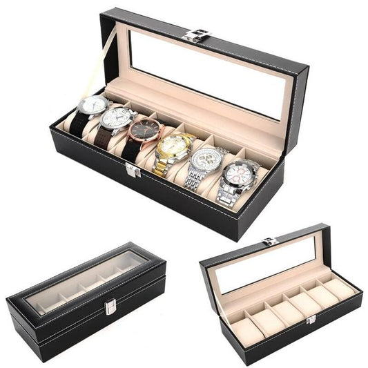حامل عرض ساعات فاخر من الجلد يتسع لست ساعات Boîte à montres en cuir LUX Presentoir pour 6 montres