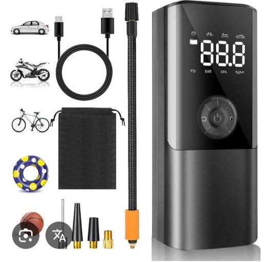 Inflateur de pneu Compresseur d'air portable, pompe à air sans fil pour pneus de voiture منفاخ إطارات محمول، ضاغط هواء، مضخة هواء لاسلكية لإطارات السيارات