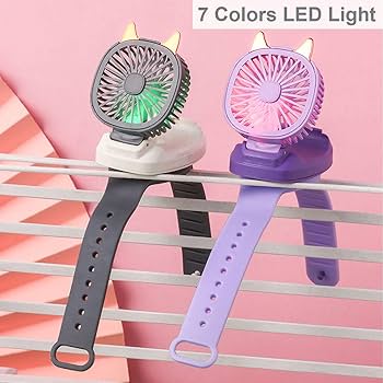 مروحة معصم محمولة باليد، شحن USB 7 مصابيح LED 3