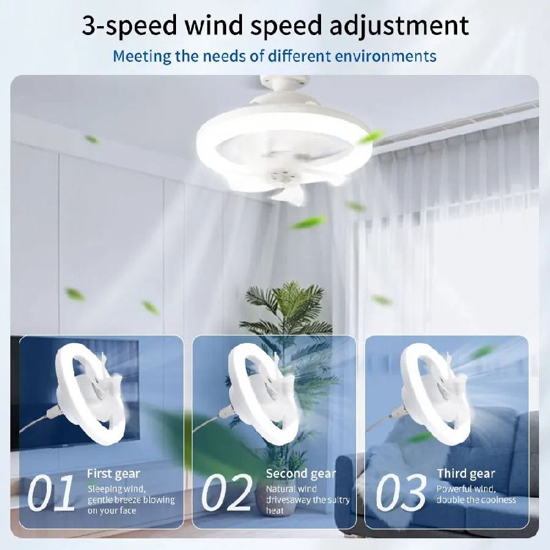 Ventilateur de plafond avec éclairage LED intégré et télécommande