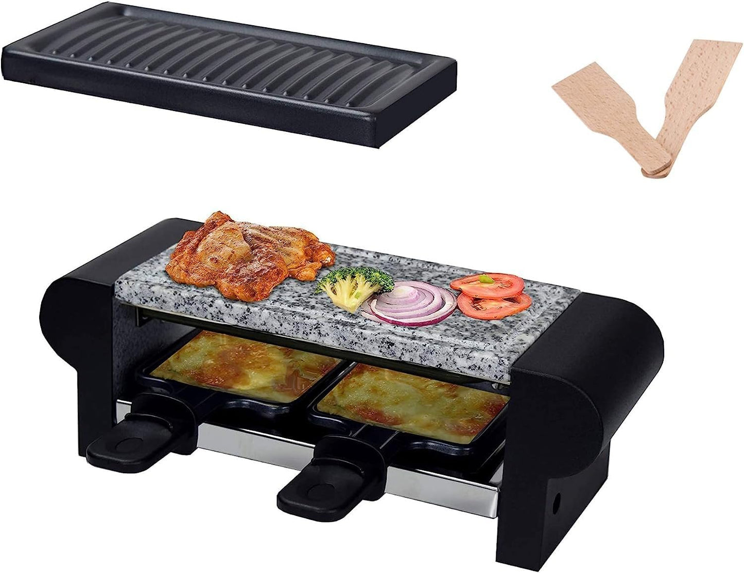 شواية كهربائية بقوة 350 واط لشخصين مع صفيحة حجرية، Barbecue à raclette électrique 350W