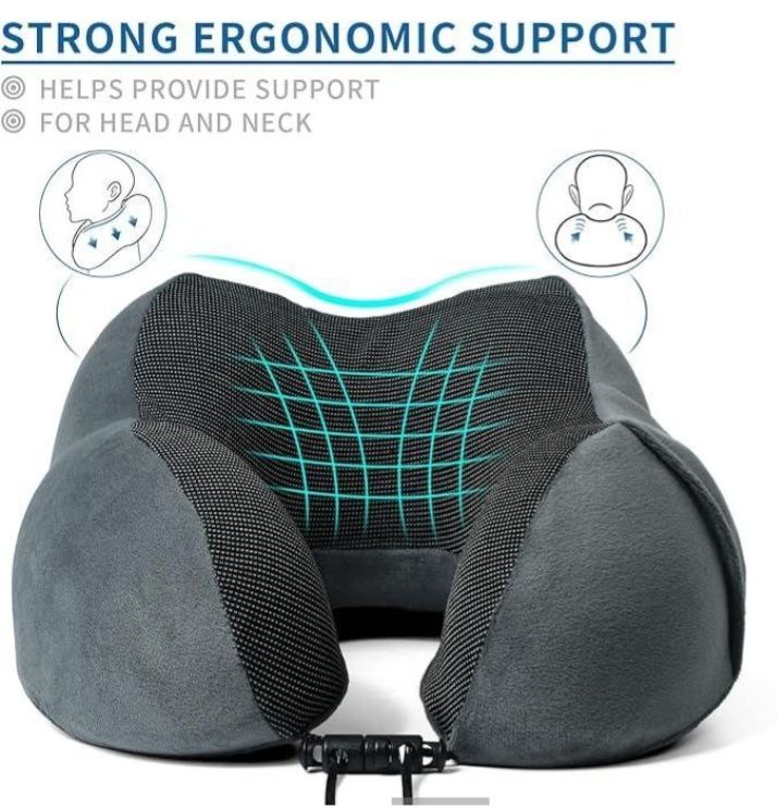 Oreiller cervical de cou en mousse وسادة عنق إسفنجية للرقبة وسادة السفر، رغوة الذاكرة، وسادة الرقبة الطائرة