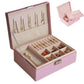 Boîte à Bijoux Élégante à Double Étage Coffret de Rangement  حقيبة تخزين منظمة مع قفل للخواتم والقلائد والأساور صندوق مجوهرات
