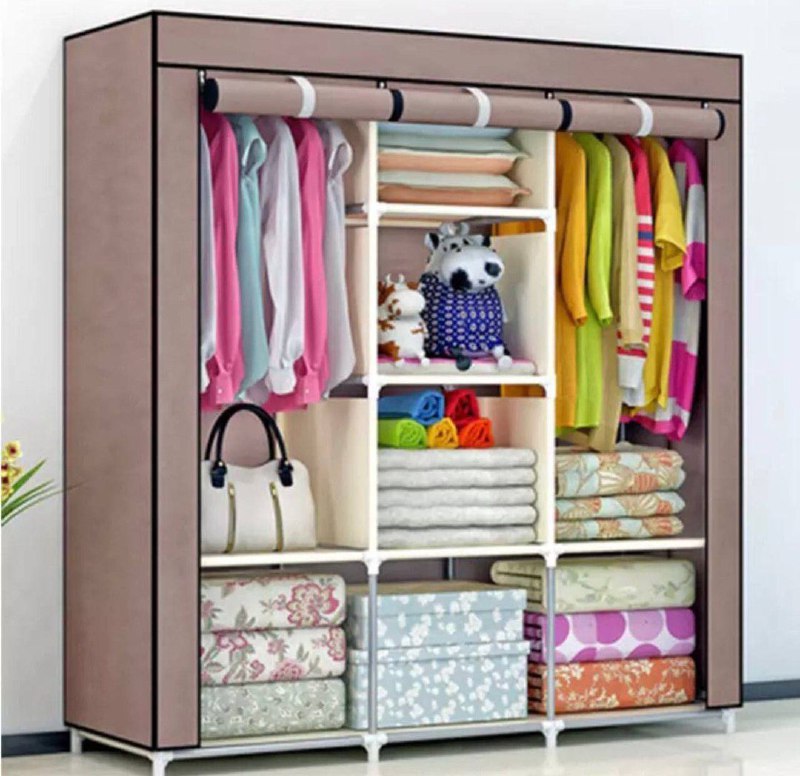 88130  Armoire de rangement pliable 130× 45×175cm خزانة ملابس لغرفة النوم، وحدة تخزين ملابس قماشية