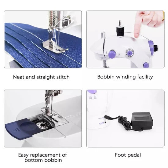 Mini sewing machine ماكينة خياطة صغيرة محمولة بسرعتين قابلة للتعديل، آلات خياطة كهربائية
