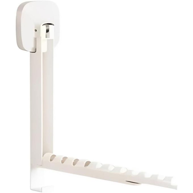 حامل ملابس قابل للسحب والطي، يُثبَّت بواسطة قاعدة شفط Support à vêtements rétractable et pliable avec fixation par ventouse