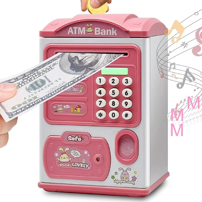 Money Box Tirelire électronique pour enfants حصالة نقود كهربائية للاطفال مع حماية بكلمة مرور ومستشعر للاصابع