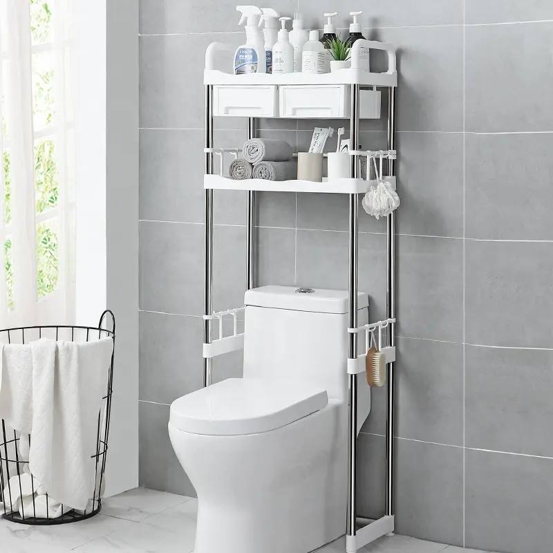 رف تخزين الحمام الأبيض فوق المرحاض Etagère de rangement blanche pour salle de bain