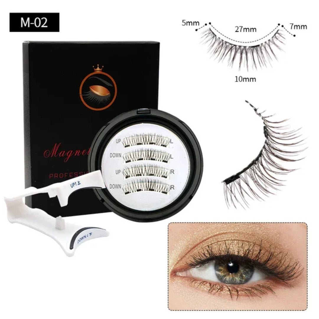 رموش مغناطيسية، 4 رموش صناعية بمظهر طبيعي Cils Magnétiques, 4 Naturel Look Faux Cils Avec Pince À Épiler