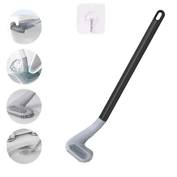 فرشاة المرحاض وحاملها من السيليكون Brosse de toilette en silicone et support, Brosse de nettoyage anti-brosse