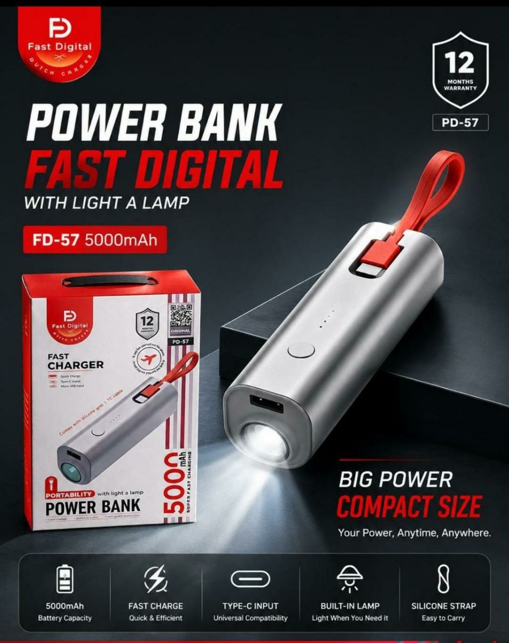 Power bank FD-57 5000MAH بنك طاقة