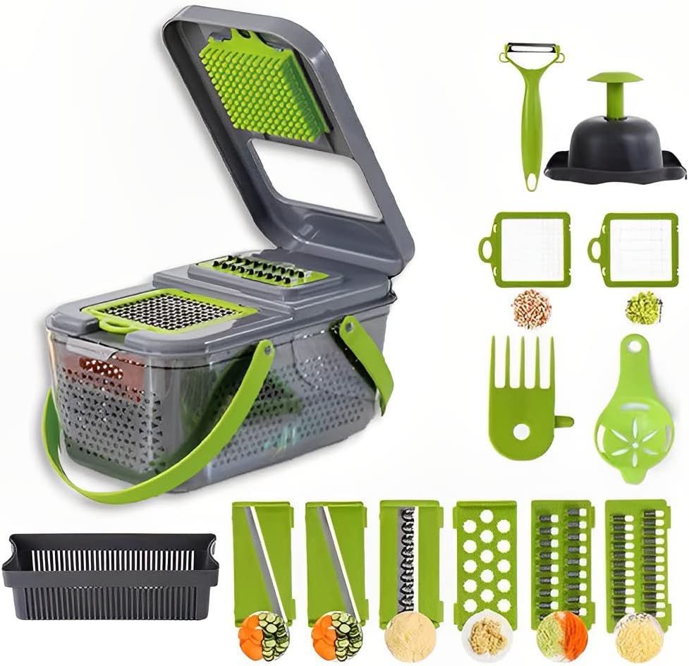 قطاعة خضراوات متعددة الوظائف 22 في 1 Hachoir à légumes 22 en 1 multifonctionnel Râpe à oignons Carotte
