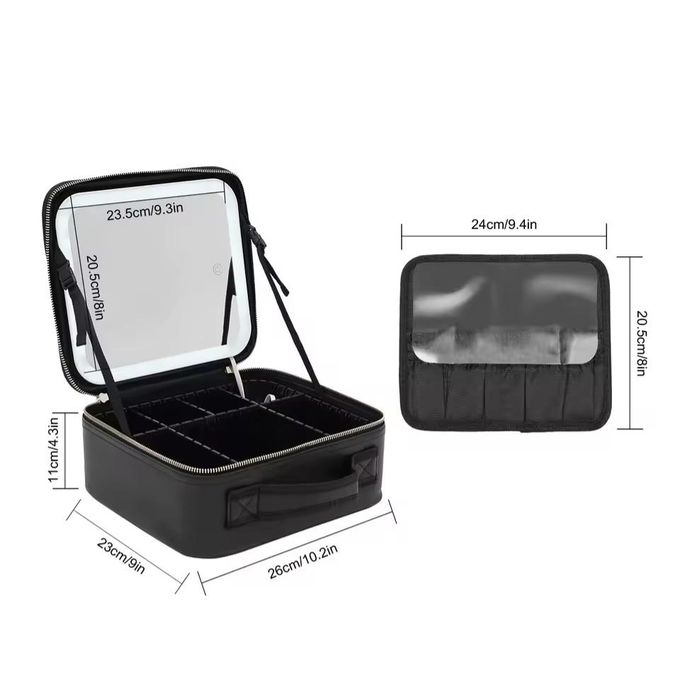 Trousse de maquillage dispose d'un miroir LED intégré حقيبة مكياج مزودة بمرآة 3LED أوضاع إضاءة حقيبة مكياج محمولة مع مرآة