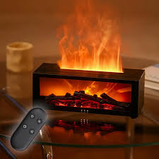 Diffuseur Huiles Essentielles Flamme,Diffuseur de cheminée à Flamme  فواحة  الزيوت العطرية مع لهب، ناشر الموقد مع جهاز تحكم عن بعد Diffuseur Huiles Essentielles Flamme,Diffuseur de cheminée à Flamme