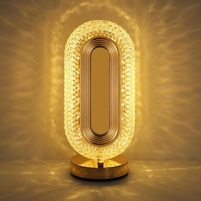 مصباح طاولة كريستالي يعمل باللمس، مزود بمنفذ USB Lampe de Table Cristal Tactile USB 3 Couleurs Éclairage Ambiance