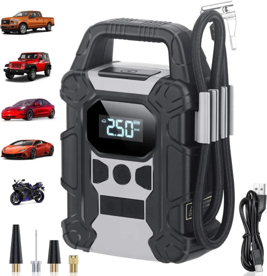 ضاغط هواء صغير قابل لإعادة الشحن Y-QB02 7500MAH Tire Inflator Mini Compresseur d’Air Rechargeable 150 PSI Écran LED
