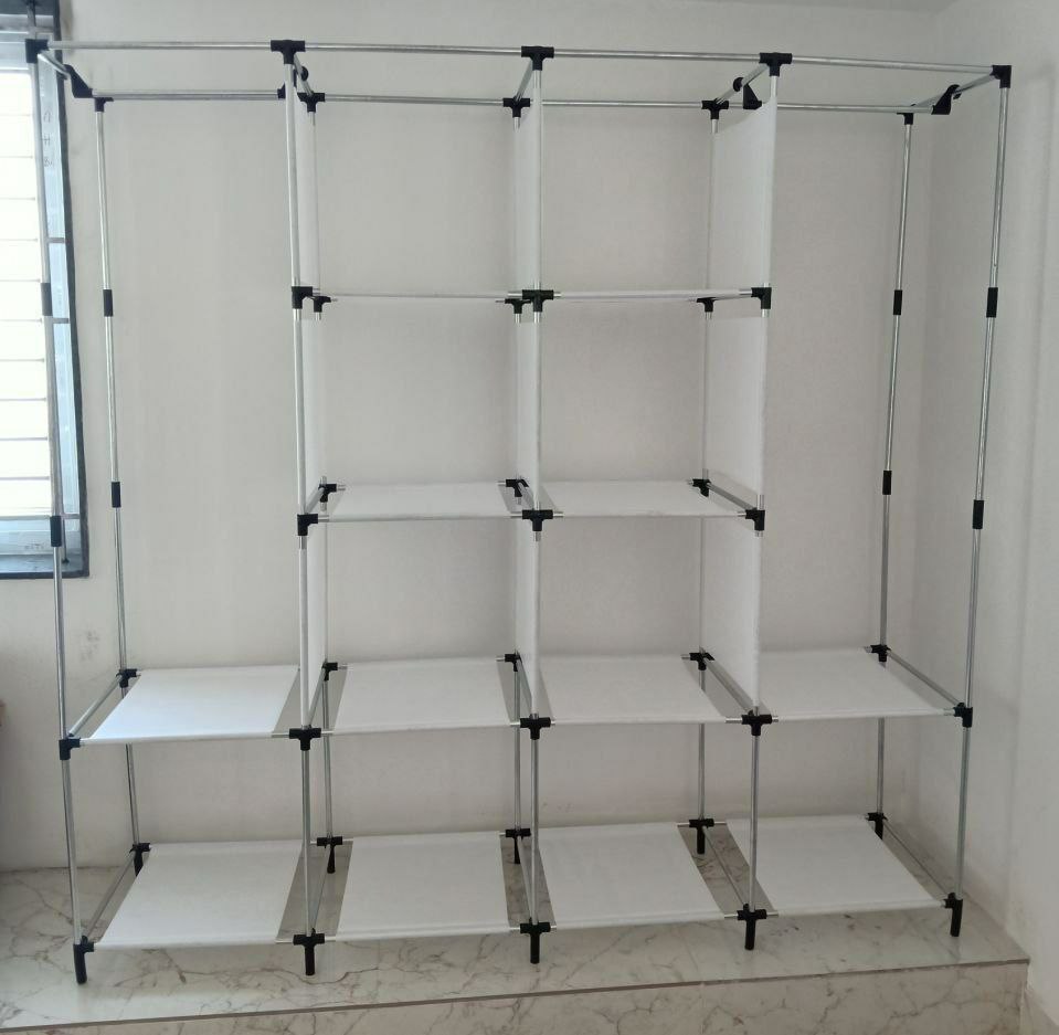 خزانة ملابس كبيرة قابلة للطي بأربعة أبواب و12 رفًا لتخزين الملابس 170cm×45 ×170 Grande Armoire Penderie pliable à 4 portes 12 étagères Pour Rangement de vêtements