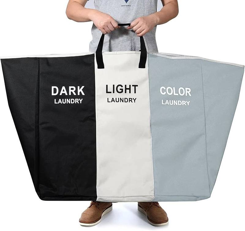 سلة الغسيل قابلة للطي وسهلة الاستعمال Panier à linge avec trois compartiments, pliable en forme de X, Organisateur linge