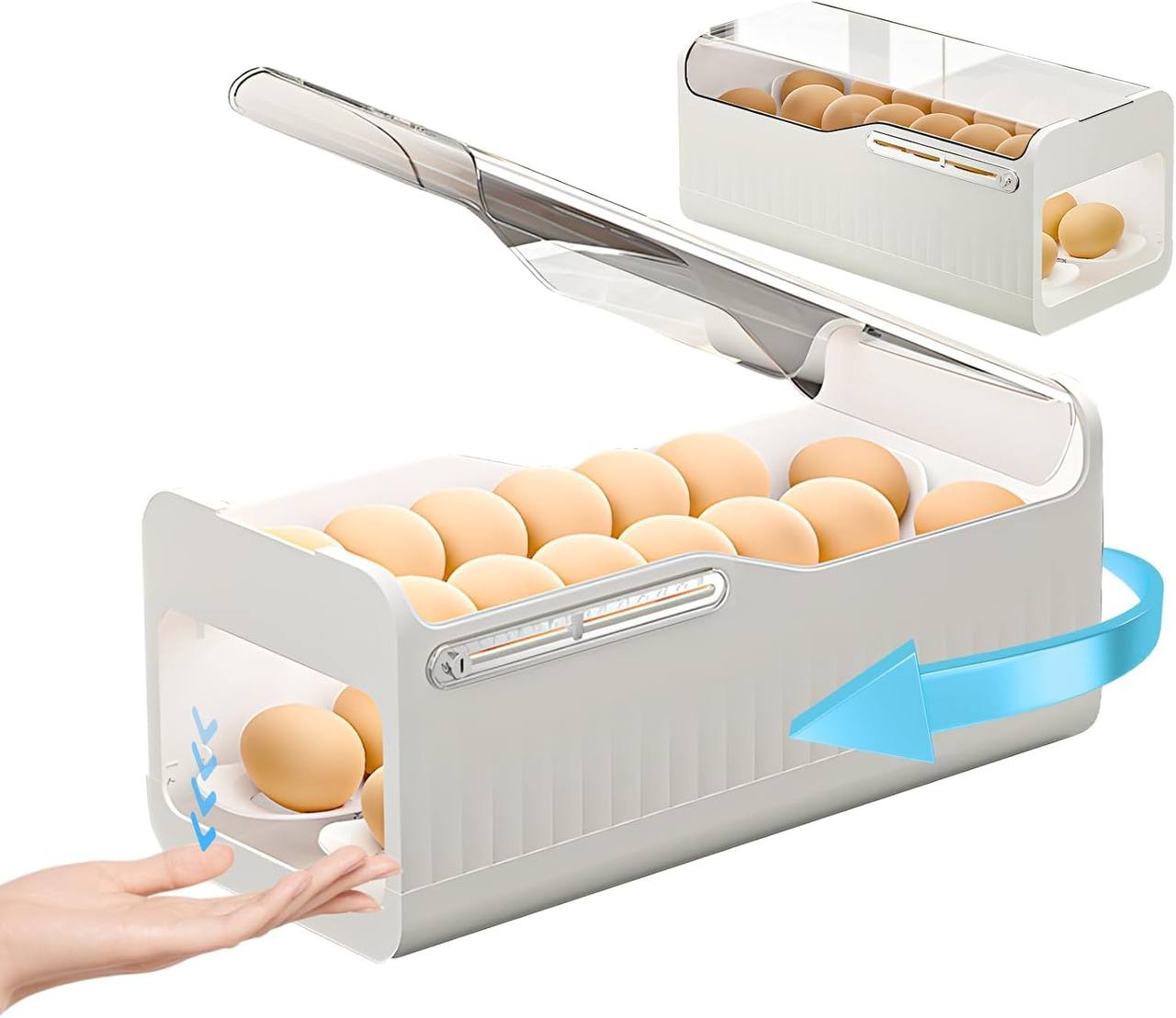 موزع بيض أوتوماتيكي مزدوج المستويات للثلاجة Distributeur d'œufs automatique à double niveau pour réfrigérateur