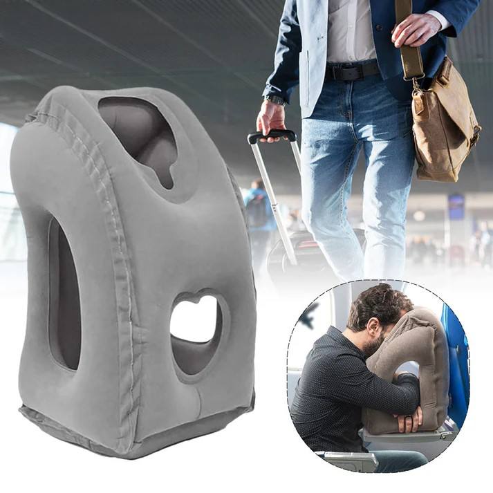 وسادة سفر قابلة للنفخ مصممة لدعم الرأس والرقبة Oreiller de voyage gonflable conçu pour soutenir la tête et le cou