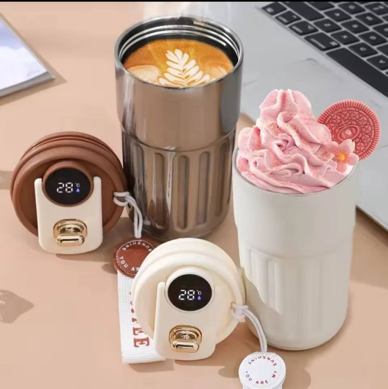 Tasse à café de voyage intelligente de 450ML  كوب سفر ذكي ، شاشة لدرجة الحرارة LED