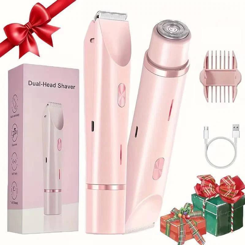 ماكينة حلاقة كهربائية وردية اللون برأسين للنساء Rasoir électrique rose à double tête 2 en 1 pour femme