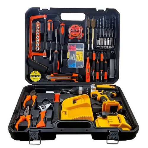 مجموعة أدوات مكونة من 60 قطعة ومثقاب مفك براغي خرساني Mallette De 60 Outils et Une Perceuse Visseuse à Béton 36v