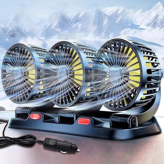 مروحة سيارة بثلاثة رؤوس، تبريد دوار تلقائي Ventilateur de Voiture à Trois Têtes