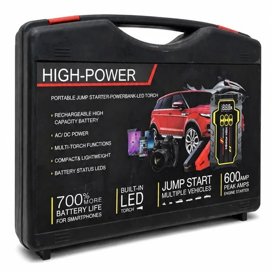 PORTABLE JUMP STARTER-POWERBANK-LED TORCH جهاز تشغيل محمول بنك طاقة مصباح يدوي LED
