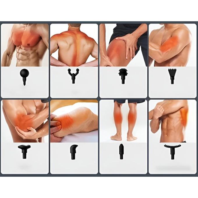 Pistolet de Massage musculaire à 8 têtes, Plusieurs niveaux de régulation de vitesse CY-008 مسدس تدليك العضلات بـ 8 رؤوس ومستويات متعددة للتحكم في السرعة