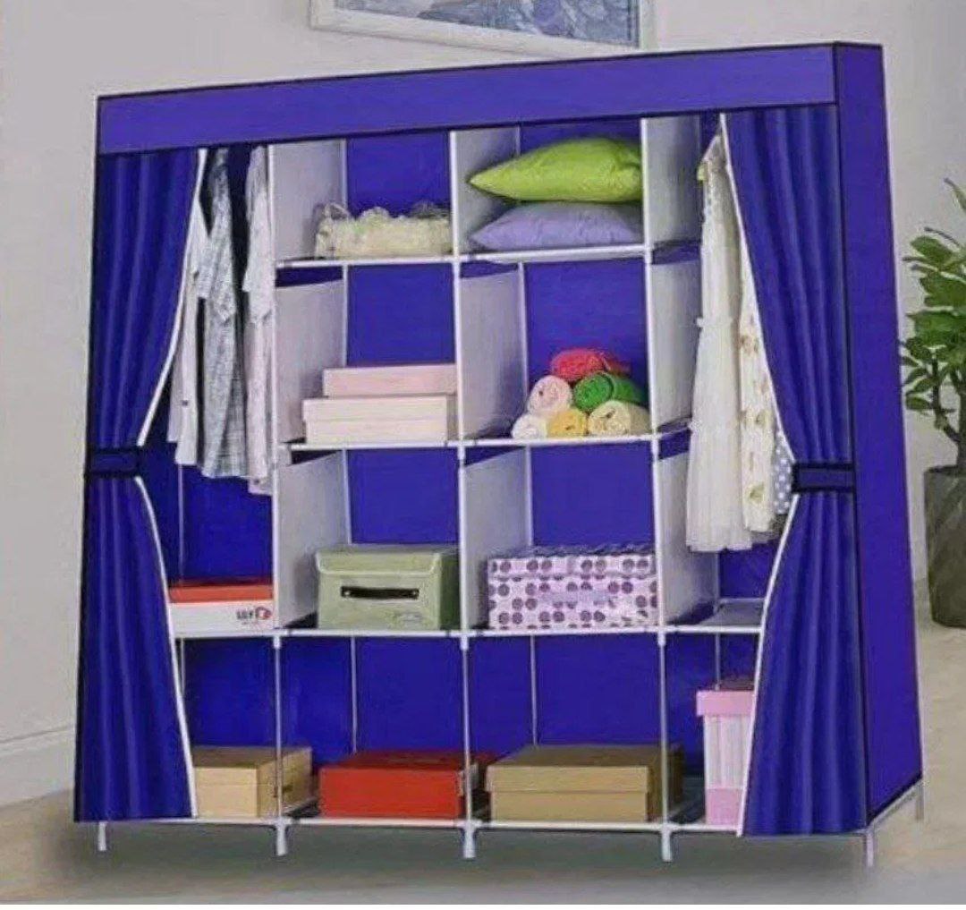 خزانة ملابس كبيرة قابلة للطي بأربعة أبواب و12 رفًا لتخزين الملابس 170cm×45 ×170 Grande Armoire Penderie pliable à 4 portes 12 étagères Pour Rangement de vêtements